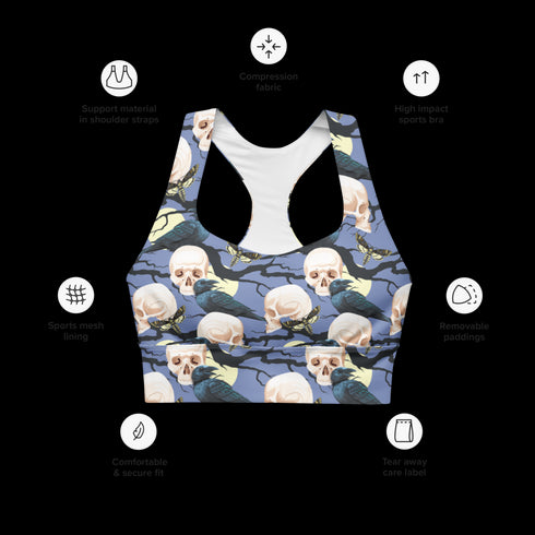 Skulls at Dusk - Longline Sports Bra