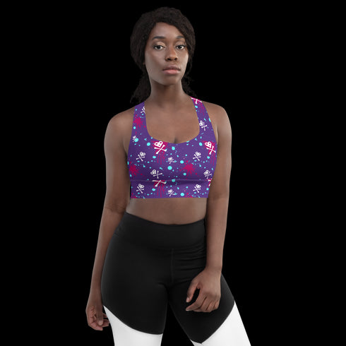 Heart Skull Splatter - Longline Sports Bra