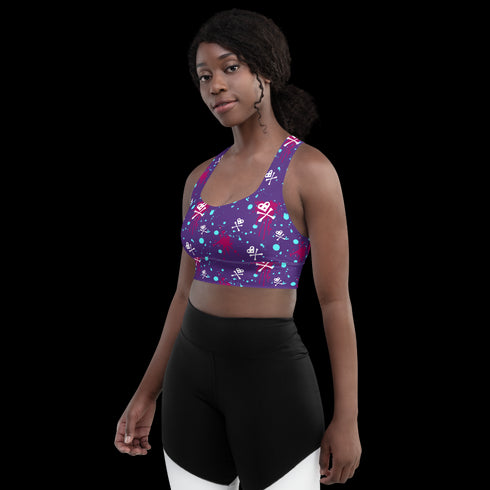 Heart Skull Splatter - Longline Sports Bra