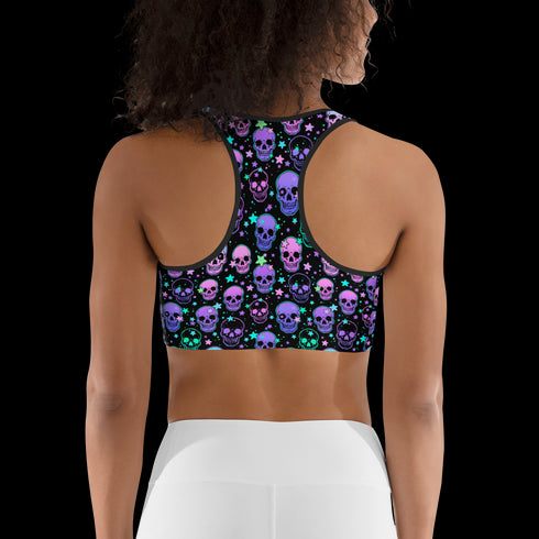 Neon Space Skulls - Sports Bra