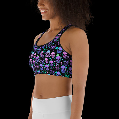 Neon Space Skulls - Sports Bra