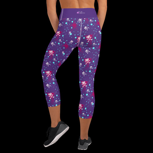 Heart Skull Splatter - Yoga Capri Leggings
