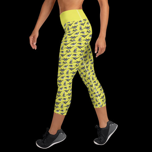 Dino Fossils Print - Yoga Capri Leggings
