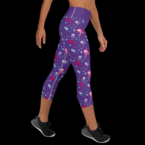Heart Skull Splatter - Yoga Capri Leggings
