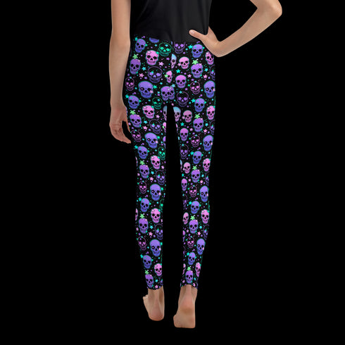Neon Space Skulls - Youth Leggings