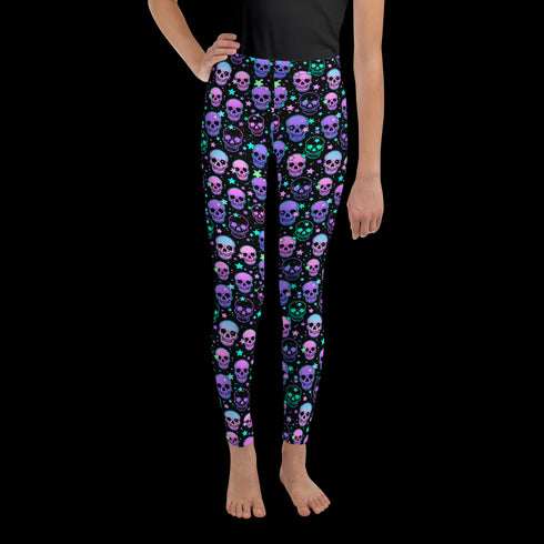 Neon Space Skulls - Youth Leggings