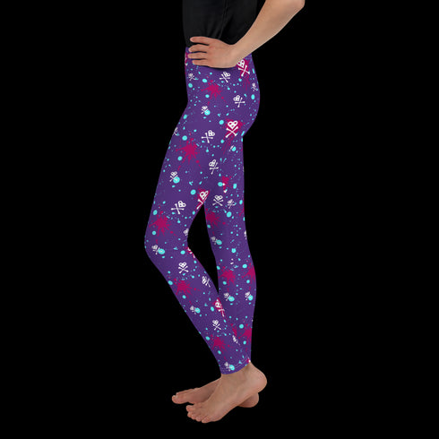 Heart Skull Splatter - Youth Leggings