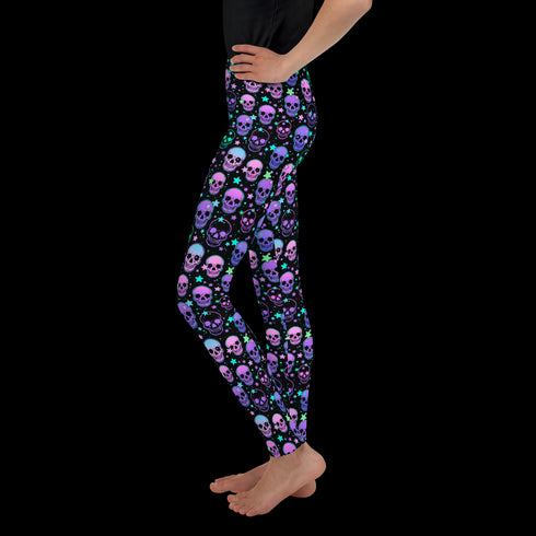 Neon Space Skulls - Youth Leggings