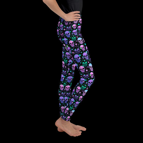 Neon Space Skulls - Youth Leggings