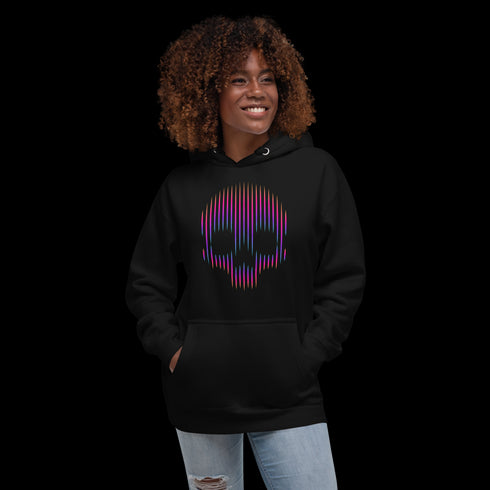 Neon Lines Skull - Adult Hoodie