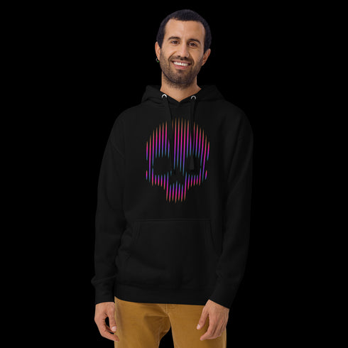 Neon Lines Skull - Adult Hoodie