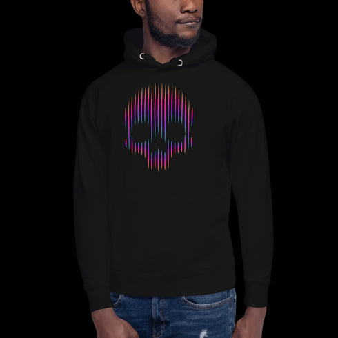Neon Lines Skull - Adult Hoodie