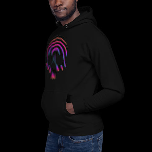 Neon Lines Skull - Adult Hoodie