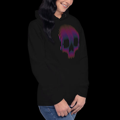 Neon Lines Skull - Adult Hoodie